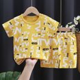 thumbnail image 2 of TOWED22 Baby Girls Boys Toddler Clothes 2pcs Summer Lovely Graphic Short Sleeve T-Shirt Tee Elastic Waist Shorts Set with Pockets(Yellow,12-18 M), 2 of 4