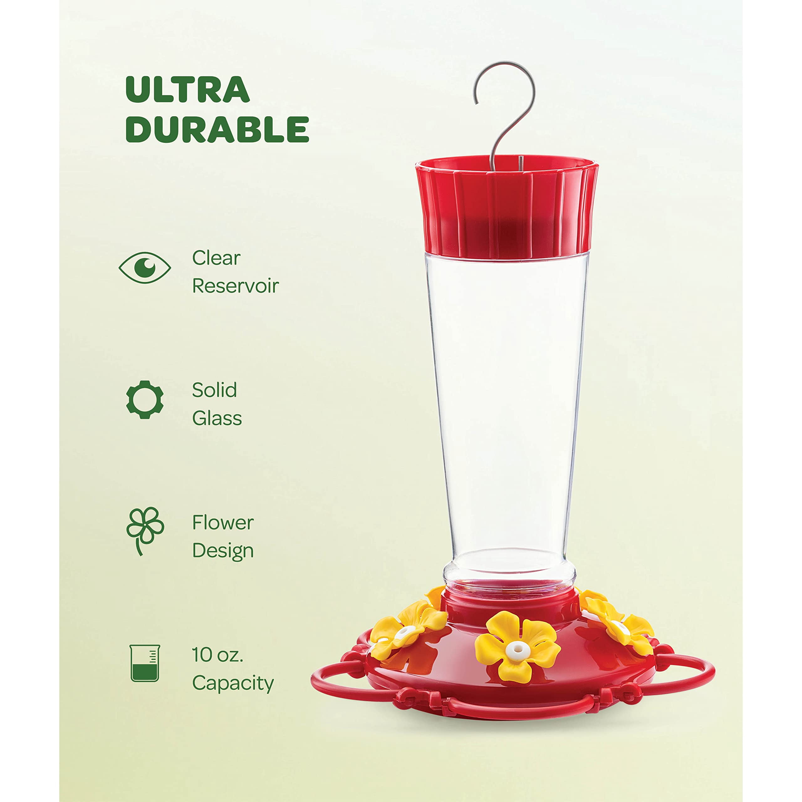 Glass Hummingbird Feeders 10 oz 2 Pack Outdoor Use