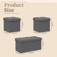 thumbnail image 2 of 30" 3 PCS Storage Ottoman Bench, Folding Square Storage Ottoman with Lid, Fabric Cube Seat Footrest for Bedroom Living Room Entryway, Grey, 2 of 8