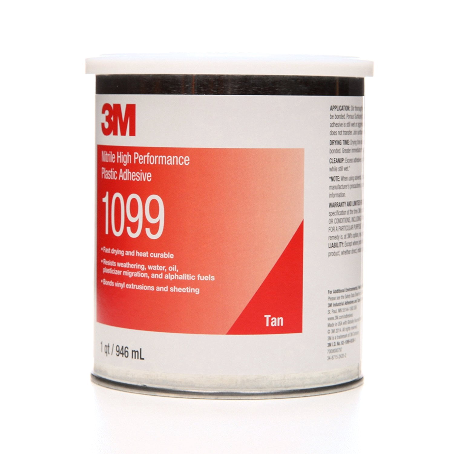3M 19811 Nitrile High Performance Plastic Adhesive 1099 Tan, 1 Quart