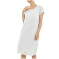 thumbnail image 1 of Besolor Chemises de Nuit Grande Taille pour Femmes Été Confortables à Manches Courtes Col Ras du Cou Vêtements de Nuit Chemises de Sommeil Robe de Nuit, 1 of 5