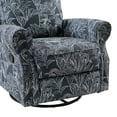 thumbnail image 4 of 14 Karat Home Upholstery Manual 360-Degree Swivel Recliner Nursery Chair with Nailhead Trims & Metal Swivel Base for Living Room, Navy, 4 of 10