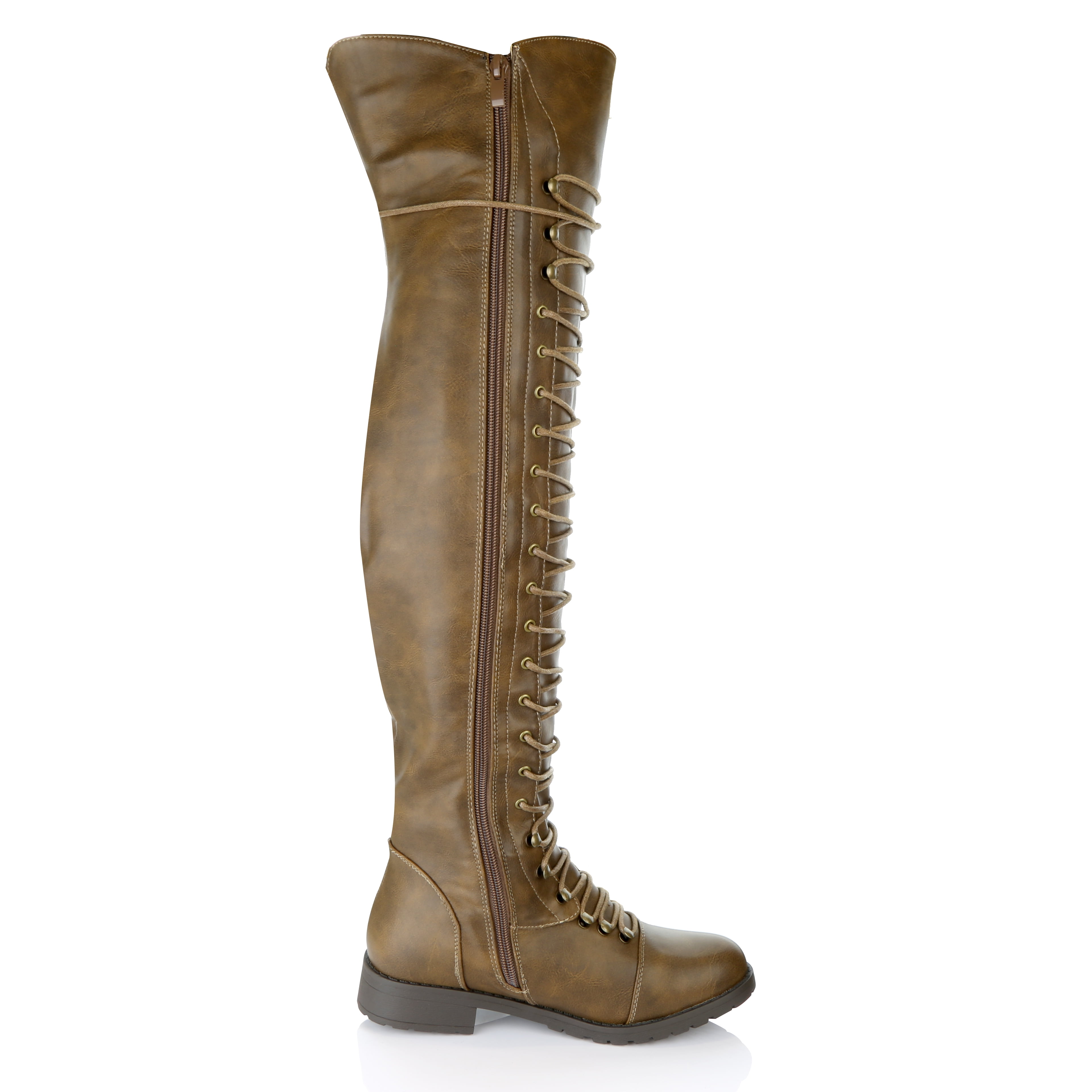 flat bottom thigh high boots