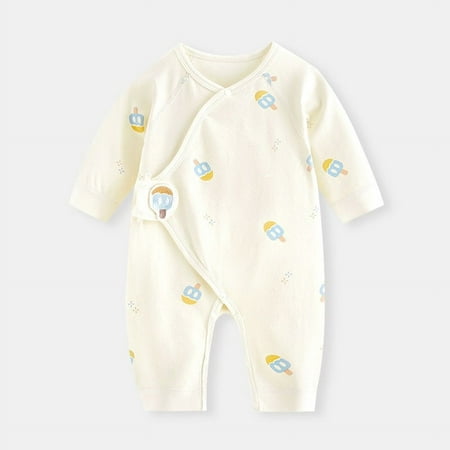 

Newborn Jumpsuit Spring and Autumn Pure Cotton Baby Clothes Boneless Pajamas Four Seasons Baby Hare Clothes Velcro Monk Clothes