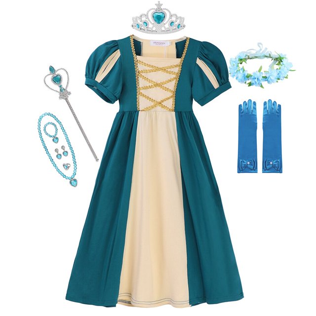 Disney Kids Rapunzel Princess Dress Christmas Snow White Aurora Belle Mulan Loli Merida Cinderella Clothing Maxi Birthday Party5-6T (Size 110) Gao Jinjia LED