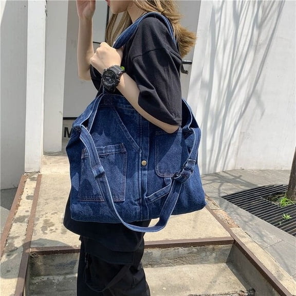 CoCopeaunt Women Denim Shoulder Bag Female Casual Jeans Handbags Large Casual Shopping Tote