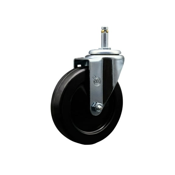 5 Inch Hard Rubber Wheel Swivel 7/16 Inch Grip Ring Stem Caster Service Caster