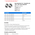 thumbnail image 2 of Rear Brake Rotor Set - Compatible with 2004 - 2007 Toyota Highlander 2005 2006, 2 of 2