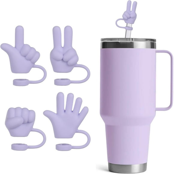 shiyou-Straw Covers Cap for Yeti Tumbler Cup Accessories, Straw Toppers Compatible with Yeti Rambler Travel Mug, Silicone, Reusable - Purple 4 Pcs
