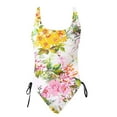 thumbnail image 5 of 50% Off Clear! Ladies Fashion Multicolor Pattern Print Bikini Back Cutout Sling Women Piece One-Piece Swimsuit Yellow, XL, 5 of 6