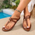 thumbnail image 2 of LTTVQM Thong Sandals for Women Leather Soft Sole Slip On Comfy Beach Flip Flops Summer Open Toe Vacation Walking Flat Sandals Light Brown 36(US-5.5), 2 of 4