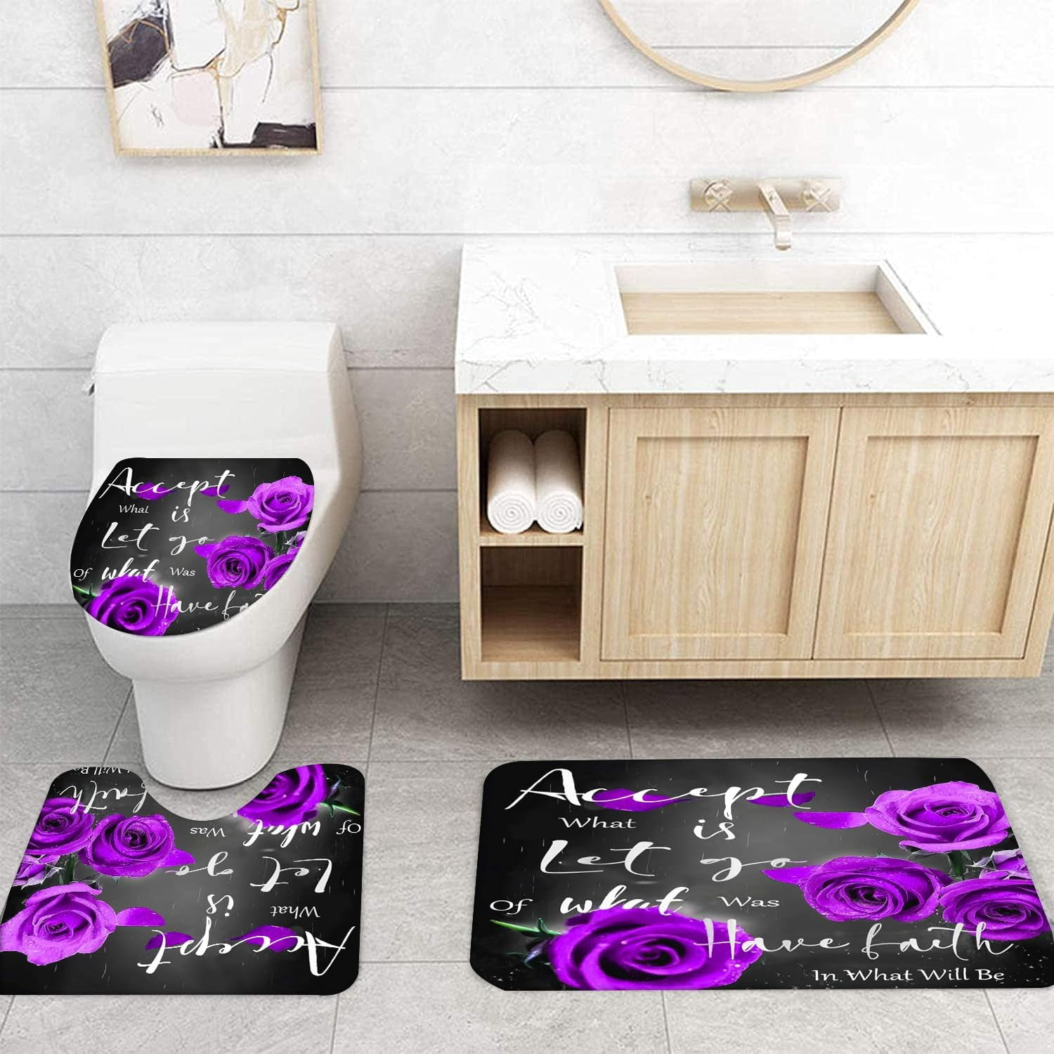 Marble Rules Shower Curtain Sets for Bathroom Decor, 72x72 Inches with Rugs and Accessories, Waterproof Machine Washable Bath Curtain… (Curtain Set-Relax)