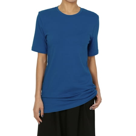 - TheMogan Women's S~3X Basic Crew Neck Short Sleeve Relaxed Fit Cotton T-Shirt Tee
