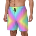thumbnail image 5 of Men's 2 in 1 Swim Trunks with Compression Liner Rainbow Stripe Quick Dry Beach Shorts, 5 of 6