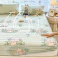 thumbnail image 4 of Cool Silk Mattress Cover Bed Sheet Cute Rabbit Print Breathable Ice Silk Bedding for Summer Washable Air Conditioner Bed Cover, 4 of 7