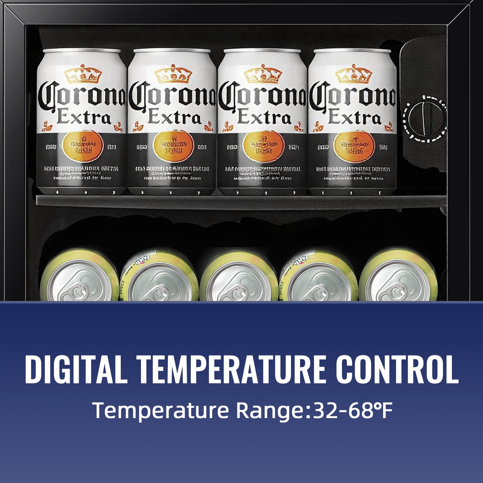 TACOOL Small Beverage Cooler 45 Can Beverage Refrigerator Cooler, 1.3Cu.Ft Drink Mini Fridge Glass Door for Soda Beer Black