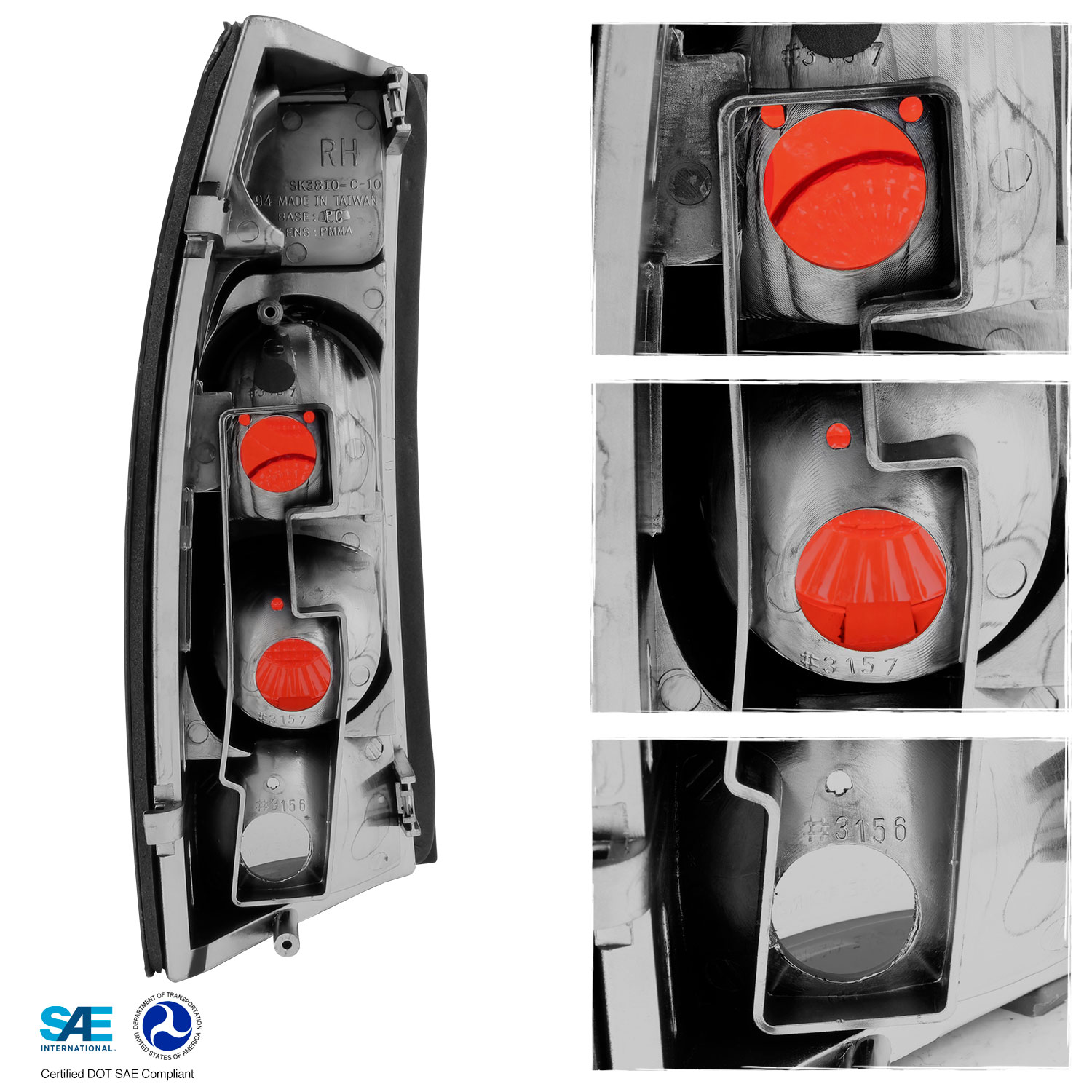 AKKON - For C/K 10 Sierra Jimmy Blazer Suburban Yukon Tahoe Escalade Denali Smoke Tail Light Signal Brake Lamps