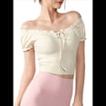 thumbnail image 3 of Camiseta de Verano con Cuello Halter y Hombros Descubiertos para Mujer, de Corta, de Punto Acanalado y Hombros Descubiertos M, 3 of 8