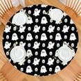 thumbnail image 2 of Happy Halloween Round Tablecloth with Elastic Edge Wrinkle Resistant Washable Horror Pumpkin Ghost Tablecolths Tablecloth for Halloween Birthday Wedding Graduation (52in), 2 of 7