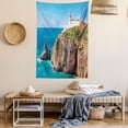 thumbnail image 2 of Lighthouse Decor Wall Hanging Tapestry, Daytime at Rocky Lighthouse Shore Seaside Rocks Building Cliff Sunny Day Clear Bright Sky, Bedroom Living Room Dorm Accessories, 40 X 60 Inches, by Ambesonne, 2 of 5