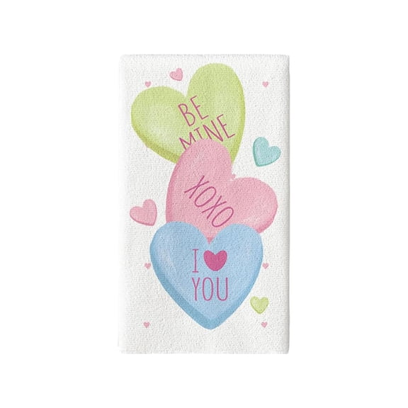 chaungfeng Heart Print Valentine's Kitchen Towels Dish Towels, 18x26 Inch Anniversary Wedding Decoration Hand Towels, Fine Fiber Scouring Cloth, for Kitchen, Bathroom Cleaning