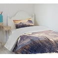 thumbnail image 4 of Ambesonne Nature Quilted Bedspread Set 2 Pcs, Winter Evening Mountain, Twin Size, Multicolor, 4 of 6