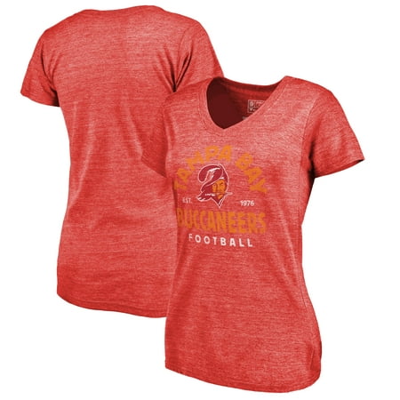 Tampa Bay Buccaneers NFL Pro Line by Fanatics Branded Women's Timeless Collection Vintage Arch Tri-Blend V-Neck T-Shirt -