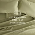 thumbnail image 4 of Noble Linens 4 Piece Sage Checkered Embossed Bed Sheet Set, King, 4 of 11
