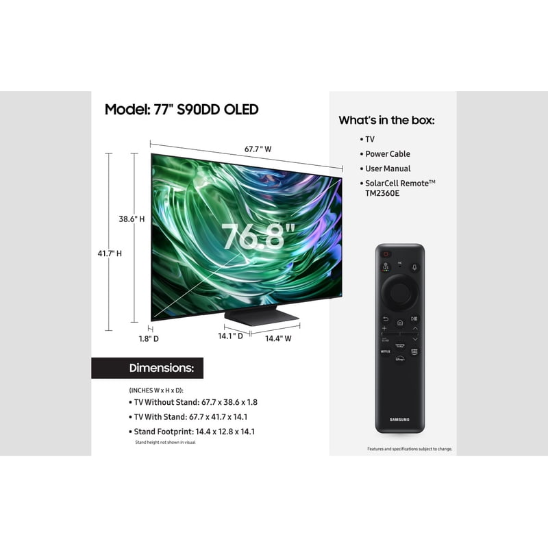 Samsung 77" Class 4K UHDTV (2160p) HDR Smart OLED TV (QN77S90DDF) feature detail