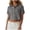 Grey, variant on Ymauqau Button down Shirts for Women Cotton Linen Rolled Short Sleeve Collared Crop Tops Cropped Casual Blouses with Pockets
