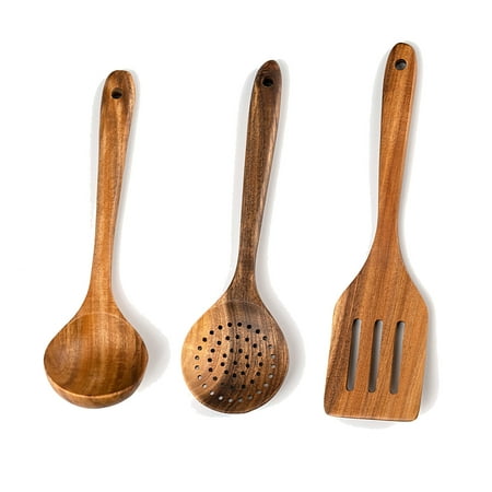 

POINTERTECK Wooden Cooking Utensils Set- 3 pcs Wooden Spoons & Spatula for Kitchen