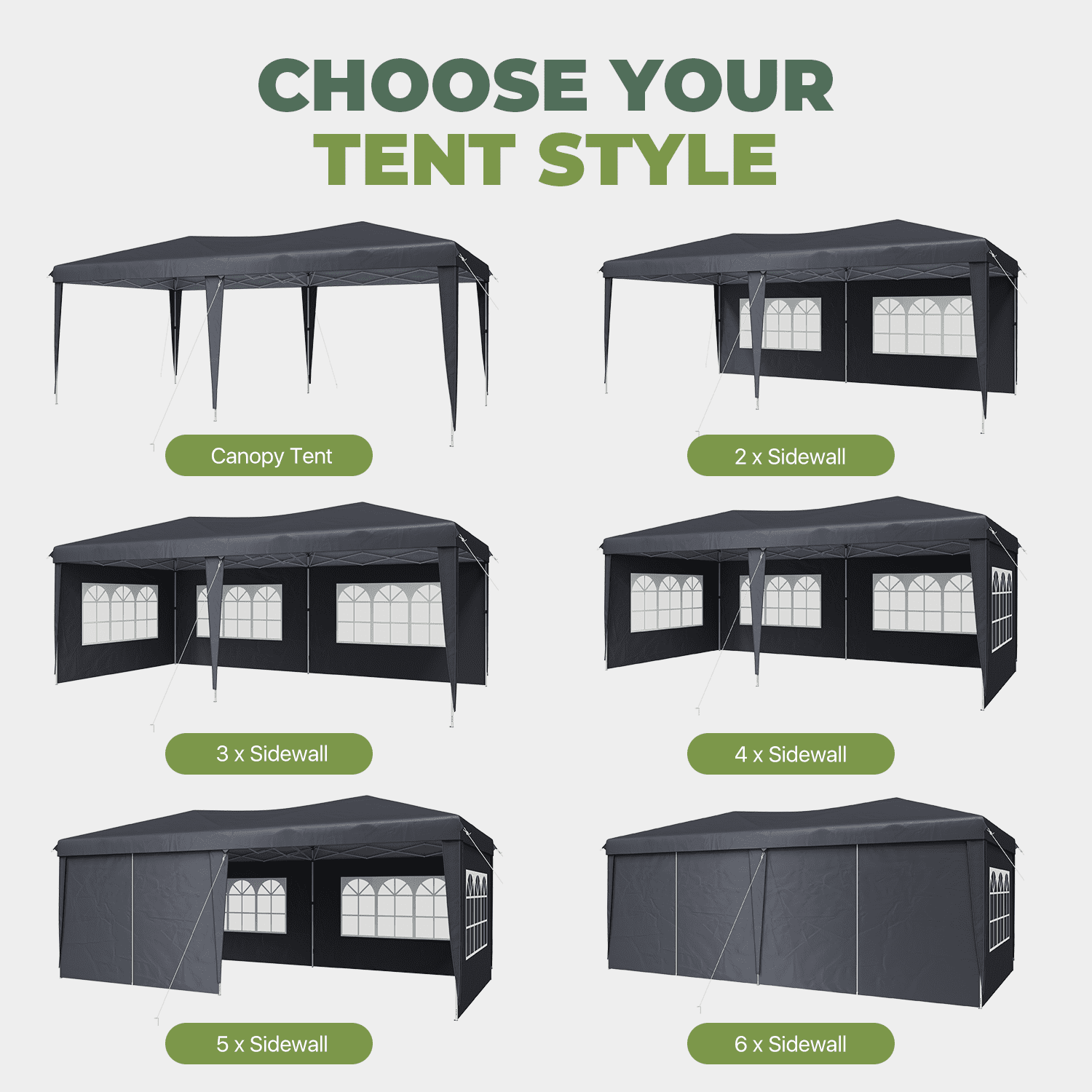 BaPiPro 10'x20' Pop up Canopy Tent, Folding Outdoor Party Wedding Event Tent with 6 Removable Sidewalls, 4 Windows, Portable Instant Shelter Canopy Gazebo, Gray