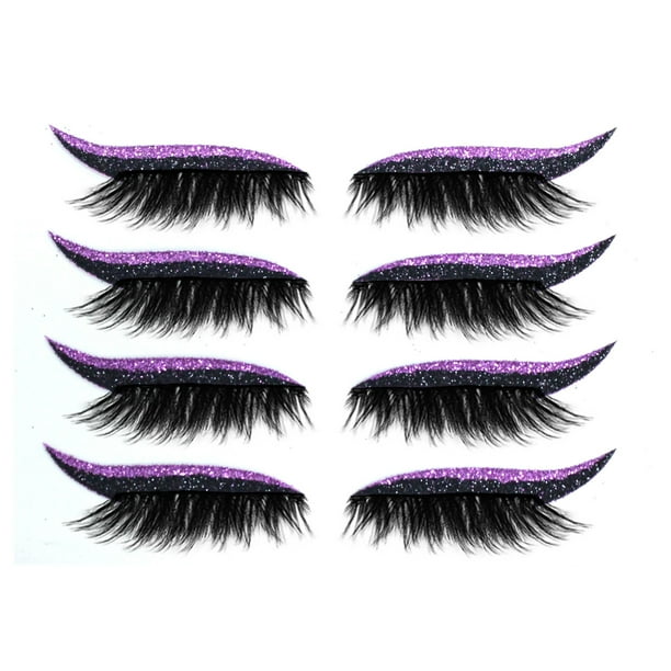 4 pares de pegatinas para pestañas postizas con sombra de ojos, fáciles de aplicar, sin pegamento.