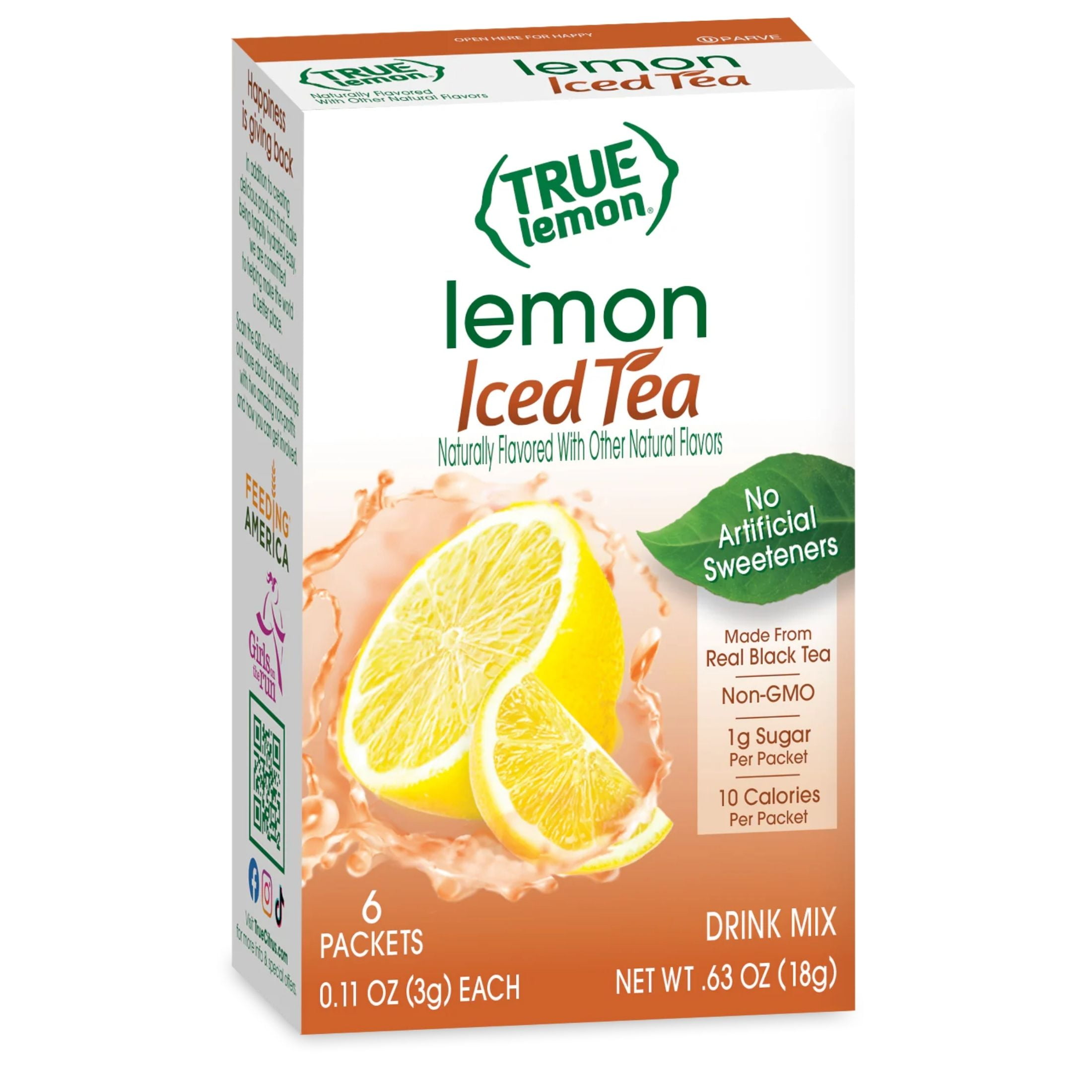 (4 pack) (6 Packets) True Lemon Iced Tea Stevia Sweetened, On-The-Go, Caffeinated Powdered Drink Mix