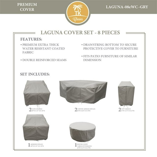 Housse de Protection LAGUNA-08e Sertie en Gris
