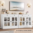 thumbnail image 3 of EastVita 35.4inch Sideboard Buffet Cabinets with Glass Door - Buffet Cabinet with Storage - White Sideboard Cabinet with Drawer - Modern Buffets and Sideboards for Dining Room/Kitchen - White, 3 of 8
