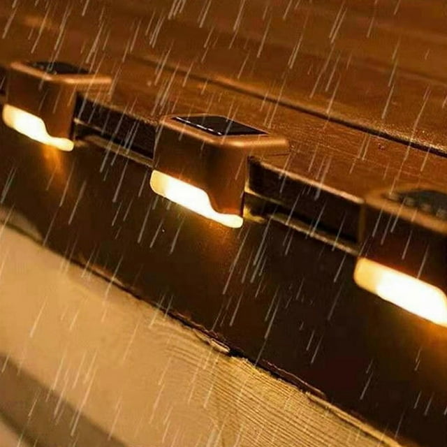4PCS Outdoor Solar Stair Lights Waterproof LED Yard Decor Wall Fence Rail Staircase Step Lights, Energy-saving, Durable, Ideal for Home Garden Pathway