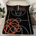 thumbnail image 2 of Basketball Twin Bed Sheets Sports Sheets Teen Basketball Field Print Sheet Set Basketball Game Themed Fitted Sheet Sports Game Flat Sheet, 2 of 6