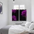 thumbnail image 4 of Purple Rose Kitchen Curtains 72 Inch Length, Vintage Abstract Garden Flower Floral Black Grommet Top Bedroom Living Room Curtains, Light Filtering Cafe Curtain Drapes 2 Panels Set 104''x72'', 4 of 9