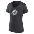 thumbnail image 2 of Women's Charcoal Miami Dolphins Primary Team Logo V-Neck T-Shirt, 2 of 3