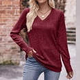ZOHIUM Women's Long Sleeve T Shirt Fashion V Collar Tops Solid Color