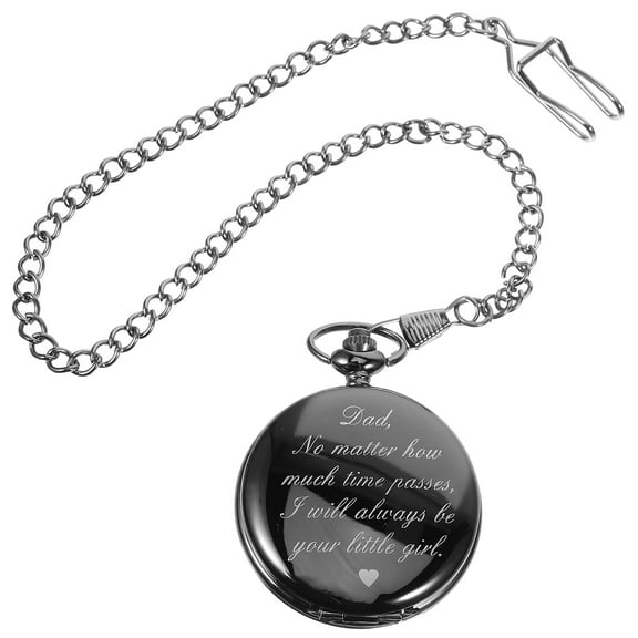 ELAYARD Metal Pocket Watch Black Decorative Vintage for Men with Chain Dad Birthday