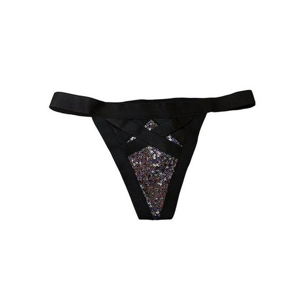 Victoria's Secret Victoria's Secret Purple Sequin Thong Panty Black