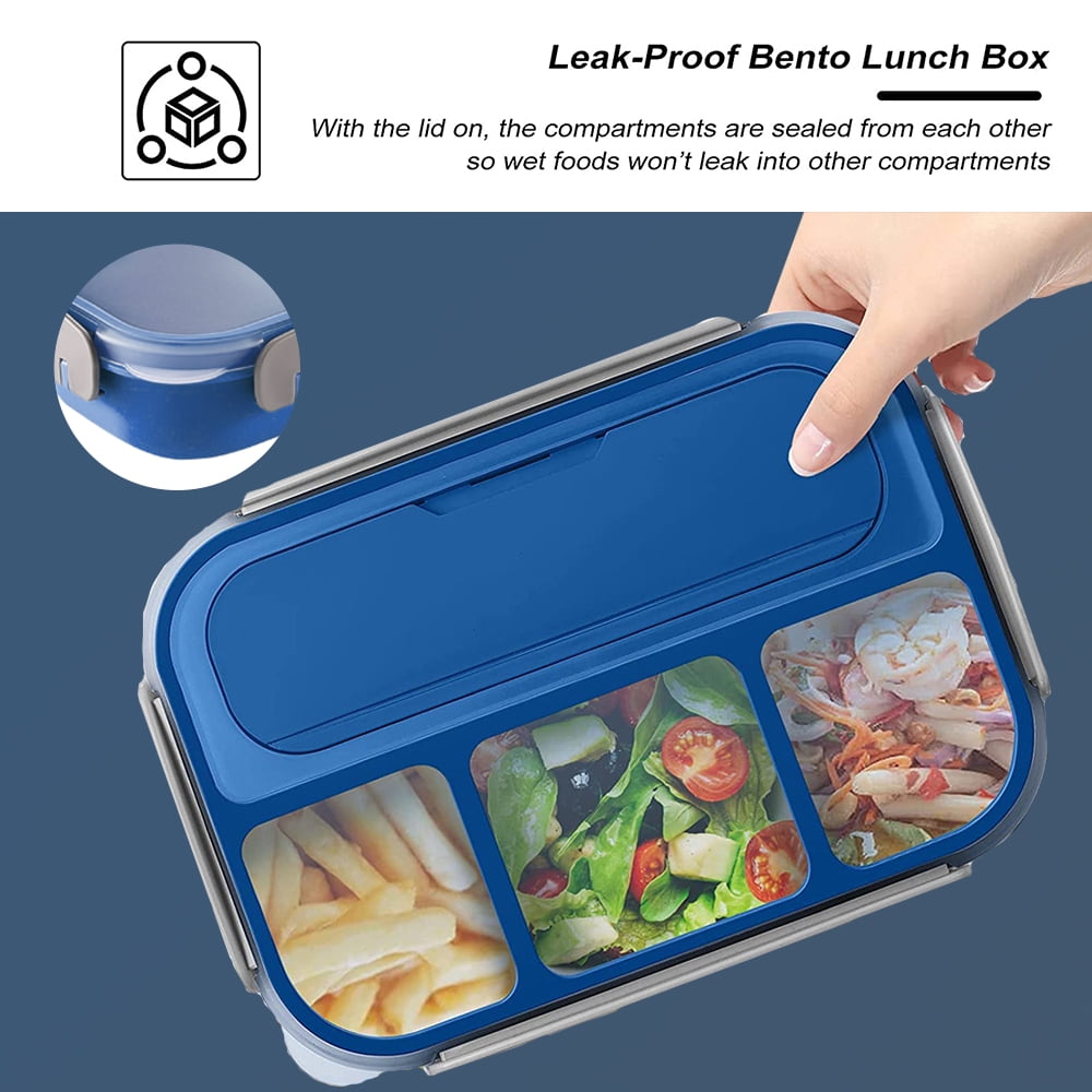 XGXN Bento Box Adult Lunch Box (4 Pack), 4-Compartment Meal Prep Container  for Kids, Reusable Food Storage Containers with Transparent Lids, No BPA