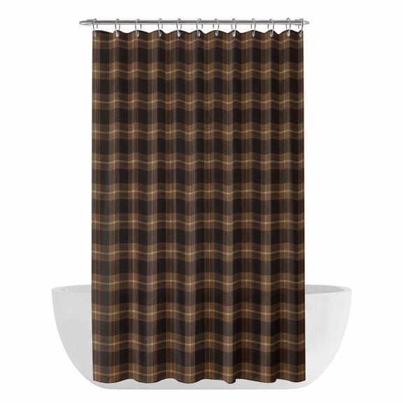 Black Brown Buffalo Plaid Shower Curtain - Water Repellent Fabric Shower Curtains Washable, Geometric Classic Checkered Decorative Polyester Cloth Bathroom Curtains Modern Bath Decor 36"x72"
