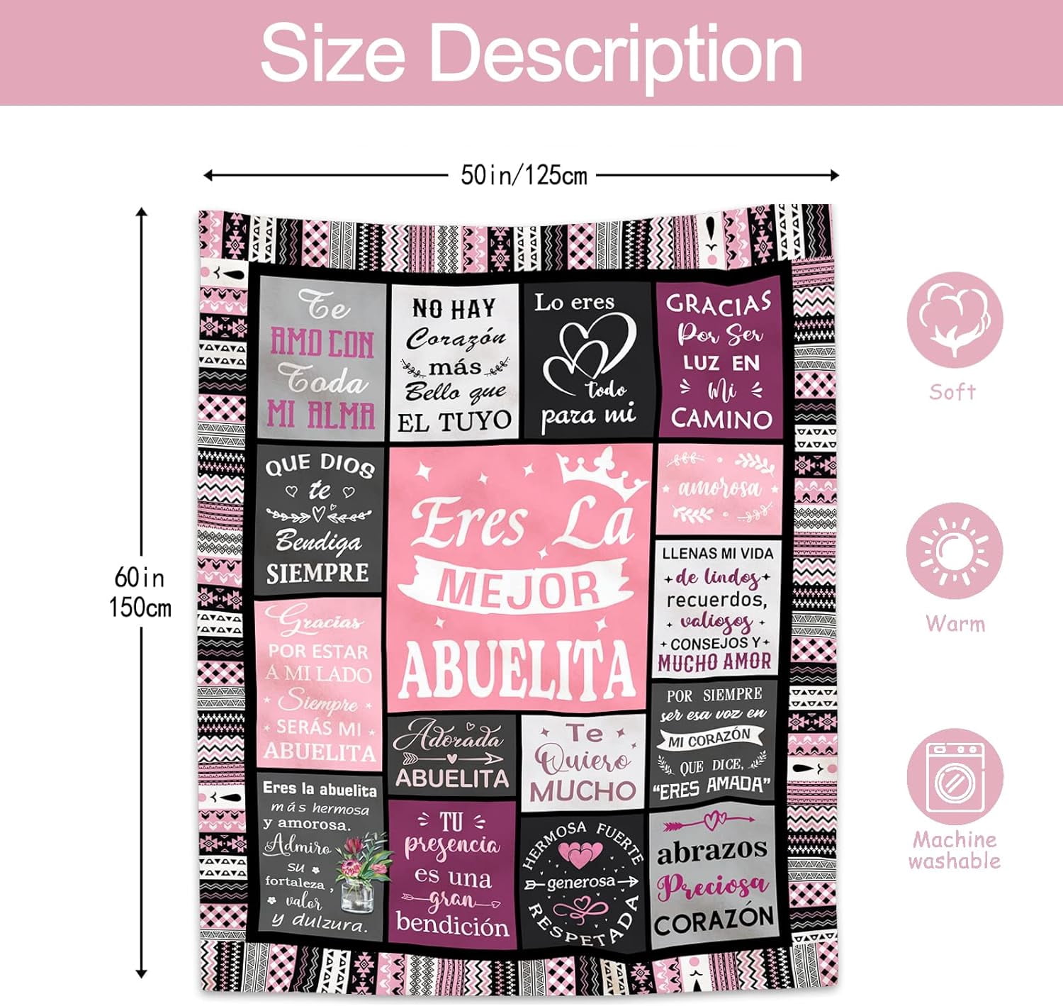 Grandma Gifts in Spanish, Mothers Day Birthday Gifts for Grandma, Abuela Gifts, Regalos para Abuela, Grandmother Gifts, Abuelita Blanket