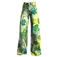thumbnail image 4 of Green Women's Casual Pants, Wide Leg Pants Woman High Waist Floral Patterned Pants Lightweight Loose Fit Casual Colorful Trouser Imitation Jeans,Women's Casual Pants 3XL, 4 of 4
