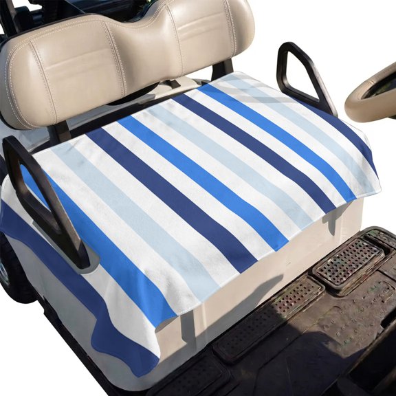Golf Cart Seat Cover Navy Blue Striped Club Car Golf Cart Seat Covers Soft Absorbent Golfcart Towel Blanket Lines Stripes Golf Seat Covers for Cart Decor Fits 2 & 4 Passenger 51"x31"