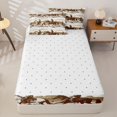 thumbnail image 4 of Homewish Vintage Desert Cowboy Zipper Twin Comforter Sets with Fitted Sheet and 2 Pillowcases,Cactus Horse Western Strip Zipper Bedding Set,Reversible,4pcs, 4 of 7
