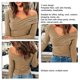 thumbnail image 5 of V Neck Long Sleeve Top Soft Skin Friendly Comfortable Breathable Women's Top for Home Shopping Office Outdoor, 5 of 5